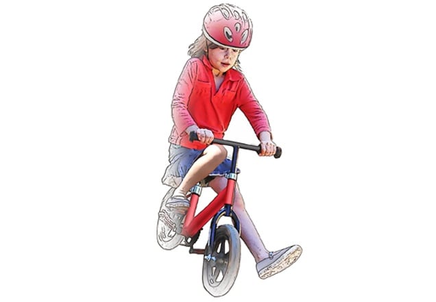 Illustration shows how child can break their tibial spine, by falling off a bike. 