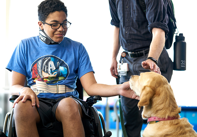 Teen rehabilitation dog therapy