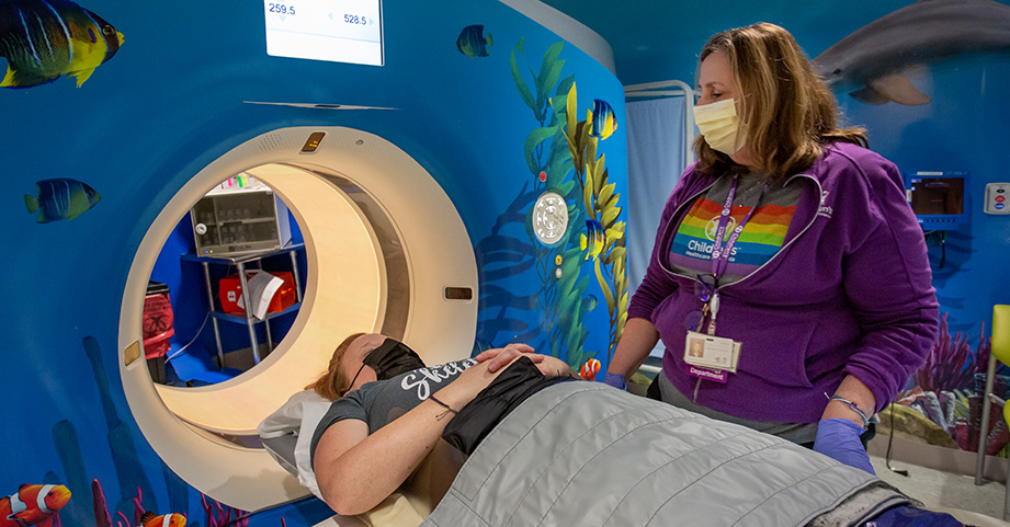 male patient undergoing ct scan