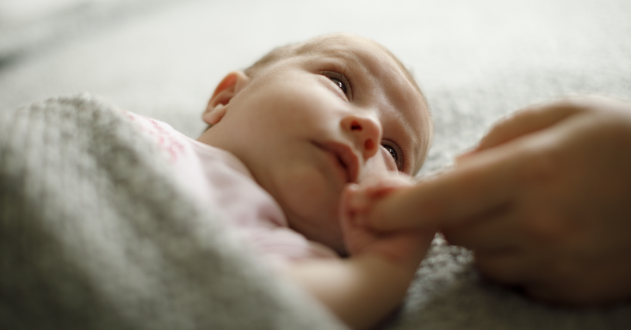 Newborn baby after heart surgery
