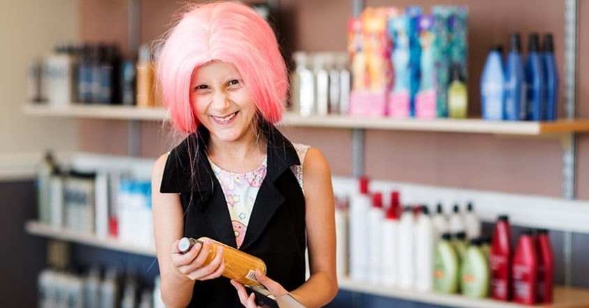 Pediatric leukemia patient aspiring to be a hair stylist