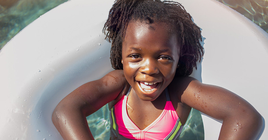 Sickle cell patient playing in the pool