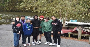 Teens smiling at camp