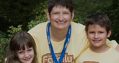 Transplant family smiling at Second Chance Family Camp