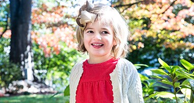 Autism patient smiling in garden