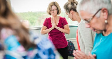 Doctors practicing yoga