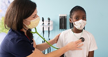 Patient during endocrinology clinic visit.