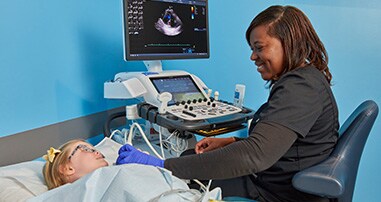 Provider monitoring child's heart