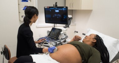 Mom getting a fetal echocardiogram