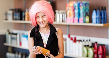 Pediatric leukemia patient aspiring to be a hair stylist