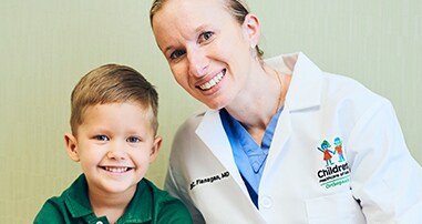 Clark Jeffers smiles with Dr. Flanagan.