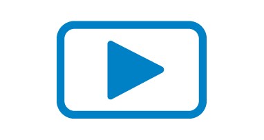 Blue icon of video player with play button.
