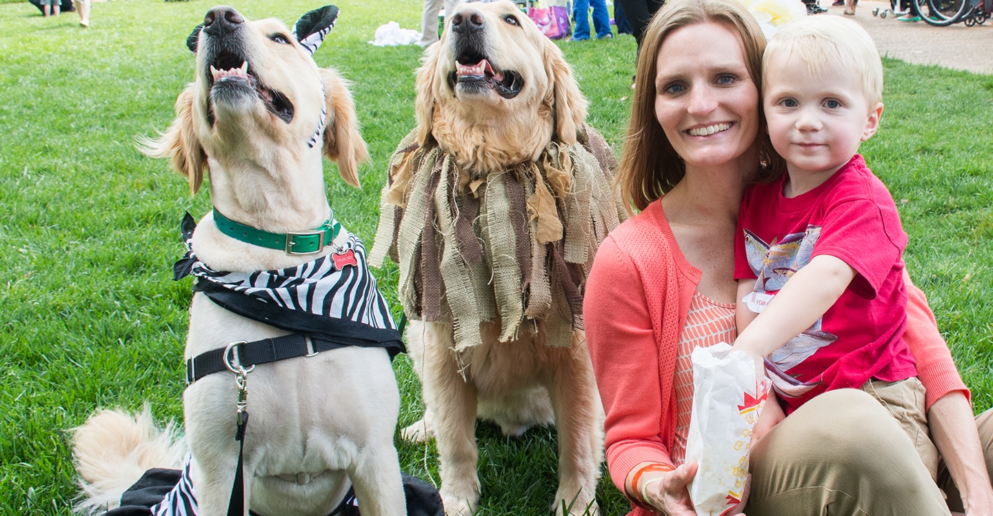 pediatric hospital patient family events with canine therapy dogs