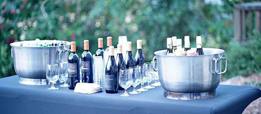 Outdoor wine table with ice buckets