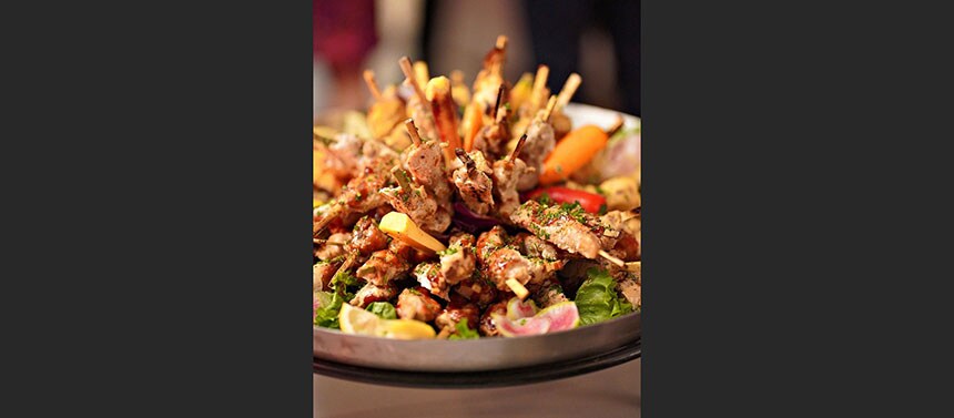 Chicken skewer appetizer platter