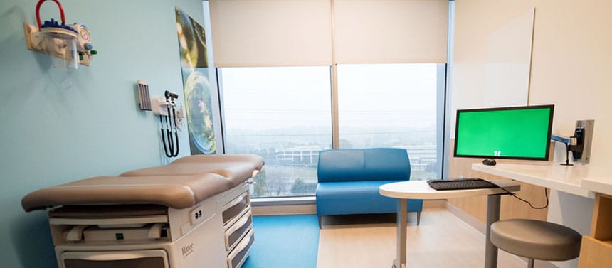 Patient room at the Center for Advanced Pediatrics