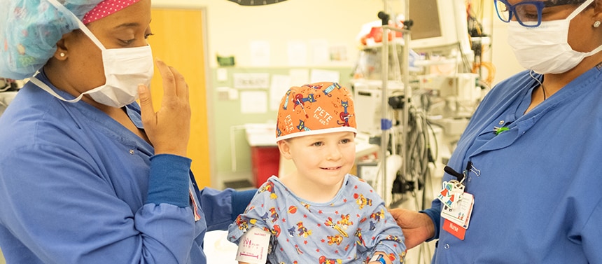 Child in operating room before surgery