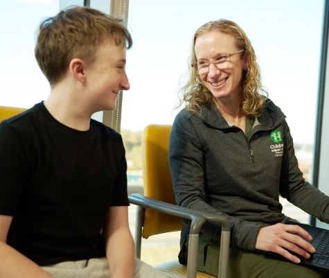 Dr. Jill Flanagan with osteogenesis imperfecta patient