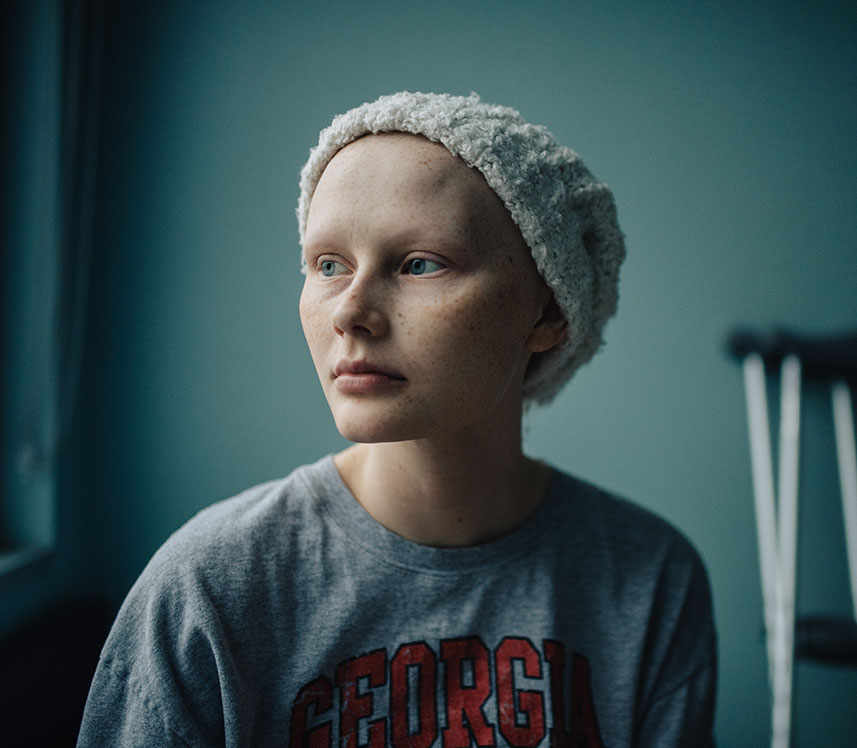 teen cancer patient waiting on chemotherapy
