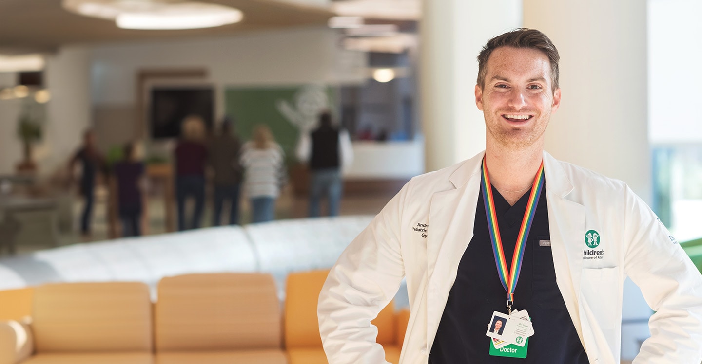 Pediatric Gynecologist standing in hospital hallway
